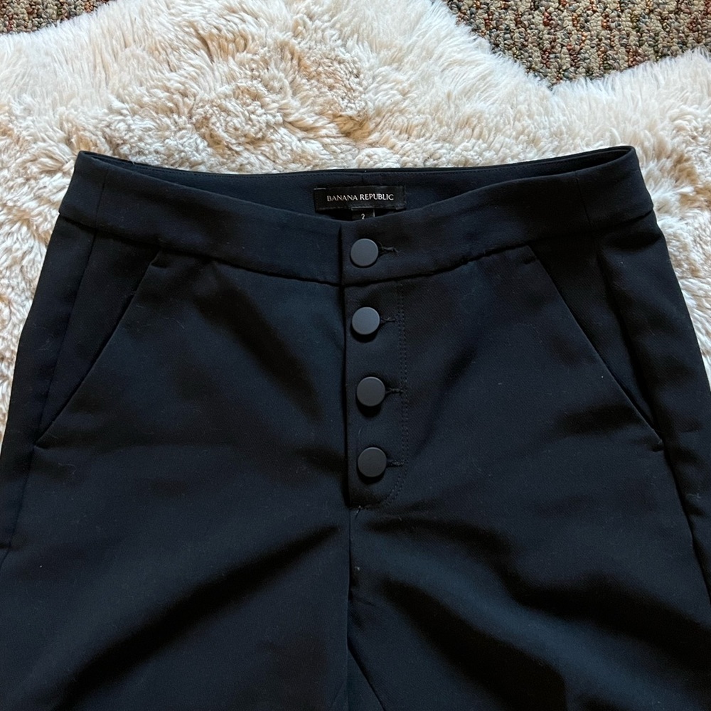 Banana Republic Black High-Rise Button-Front Trousers